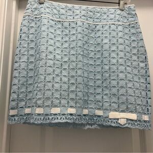 Rachelle Women’s Blue Lace Overlay Skirt Size 6 – Made in USA